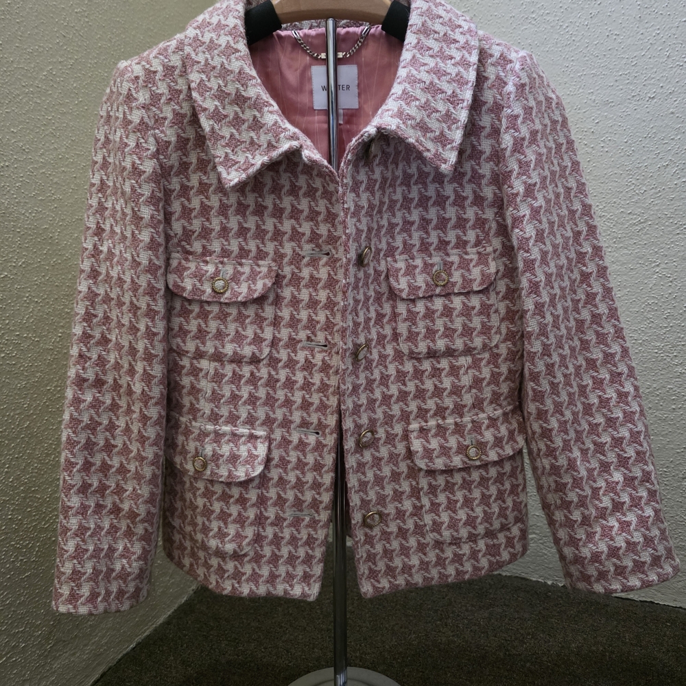 Walter Pink and White Houndstooth Blazer